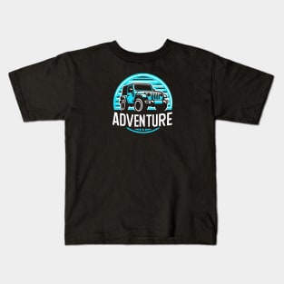 Jeep Wrangler Adventure Baby Blue Kids T-Shirt